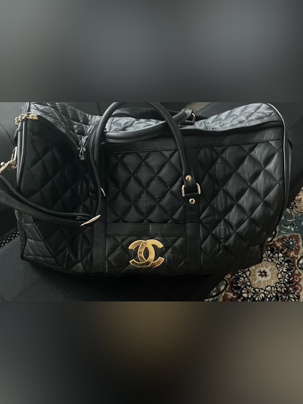 Chanel VIP Gift Quilted Duffle Bag in Black